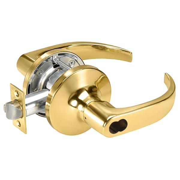 Yale Grade 1 Entry Cylindrical Lock, Pacific Beach Lever, SFIC Less Core, Bright Brass Finish, Non-handed B-PB5404LN 605 - main